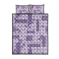 Hawaiian Quilt Tapa On Lilac Palaka Motifs Quilt Bed Set