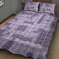Hawaiian Quilt Tapa On Lilac Palaka Motifs Quilt Bed Set