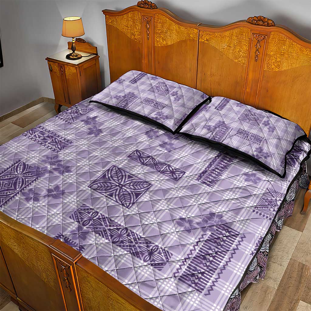 Hawaiian Quilt Tapa On Lilac Palaka Motifs Quilt Bed Set