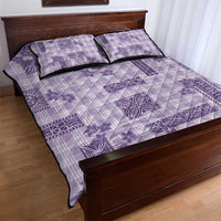 Hawaiian Quilt Tapa On Lilac Palaka Motifs Quilt Bed Set
