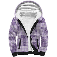Hawaiian Quilt Tapa On Lilac Palaka Motifs Sherpa Hoodie