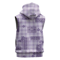 Hawaiian Quilt Tapa On Lilac Palaka Motifs Sleeveless Zip Hoodie LT7 - Polynesian Pride