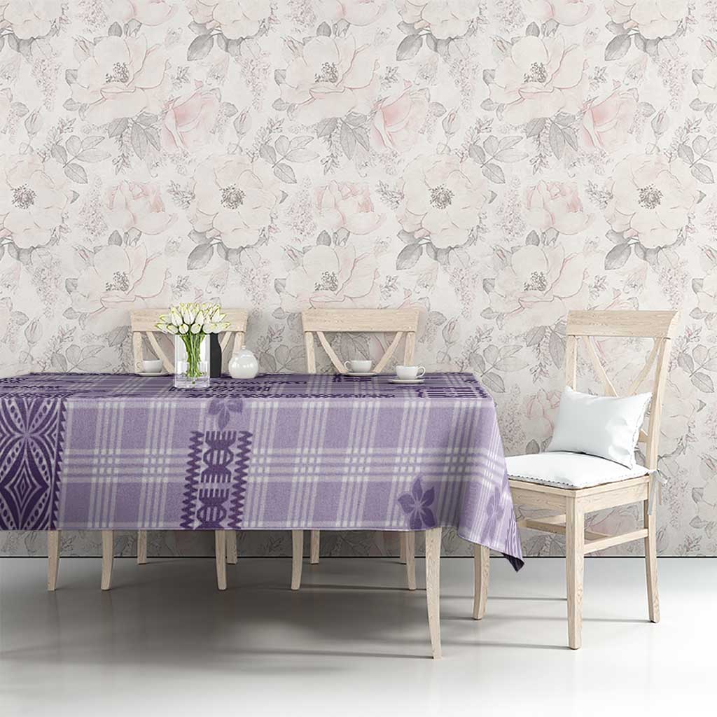 Hawaiian Quilt Tapa On Lilac Palaka Motifs Tablecloth