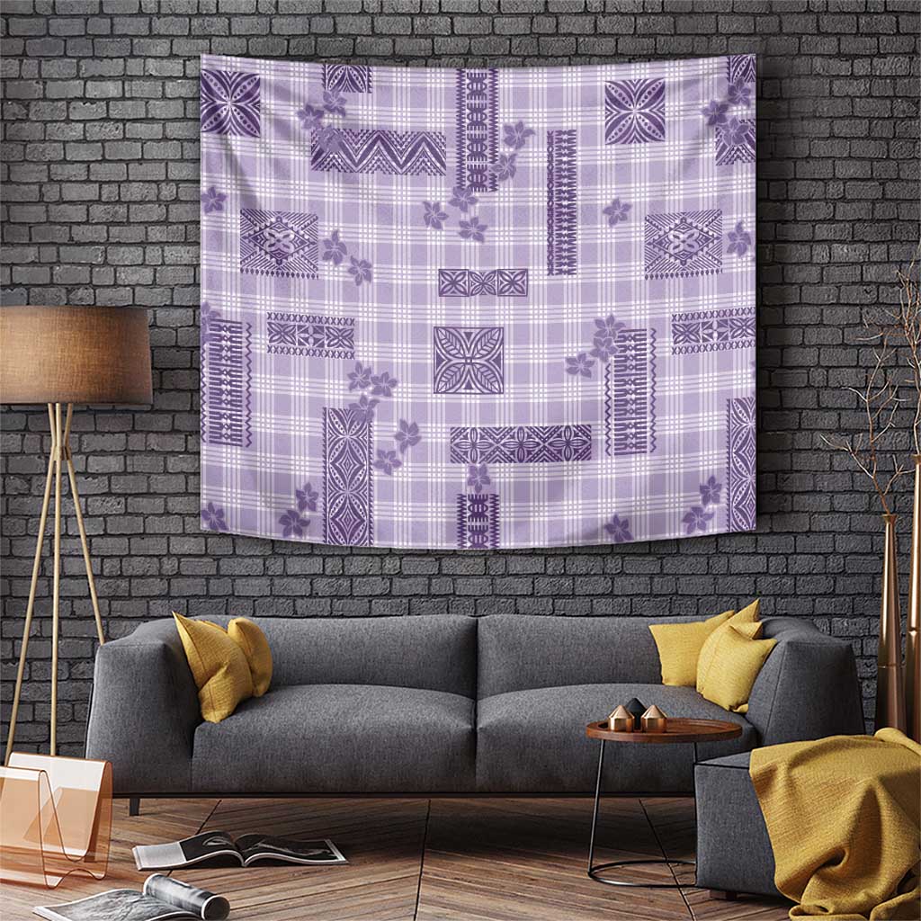 Hawaiian Quilt Tapa On Lilac Palaka Motifs Tapestry