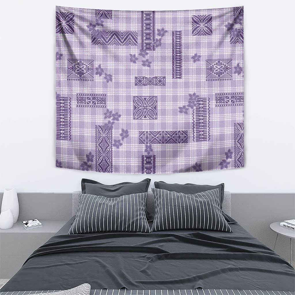 Hawaiian Quilt Tapa On Lilac Palaka Motifs Tapestry