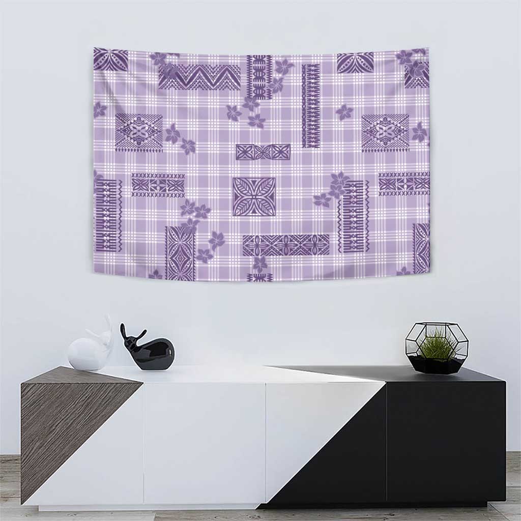 Hawaiian Quilt Tapa On Lilac Palaka Motifs Tapestry