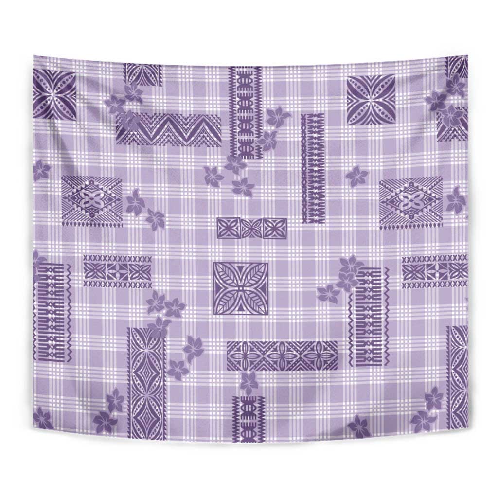 Hawaiian Quilt Tapa On Lilac Palaka Motifs Tapestry