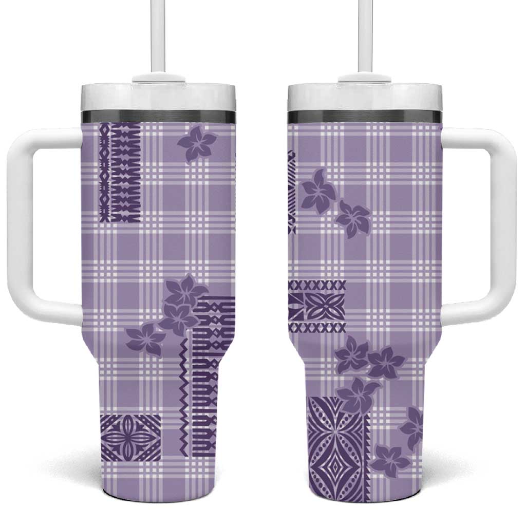 Hawaiian Quilt Tapa On Lilac Palaka Motifs Tumbler With Handle LT7 One Size: 40 oz Lilac - Polynesian Pride