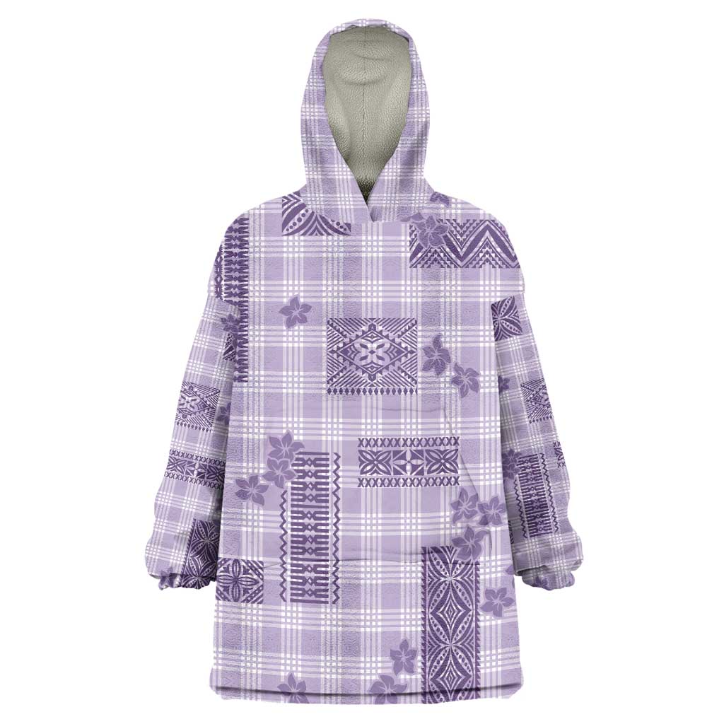 Hawaiian Quilt Tapa On Lilac Palaka Motifs Wearable Blanket Hoodie LT7 One Size Lilac - Polynesian Pride