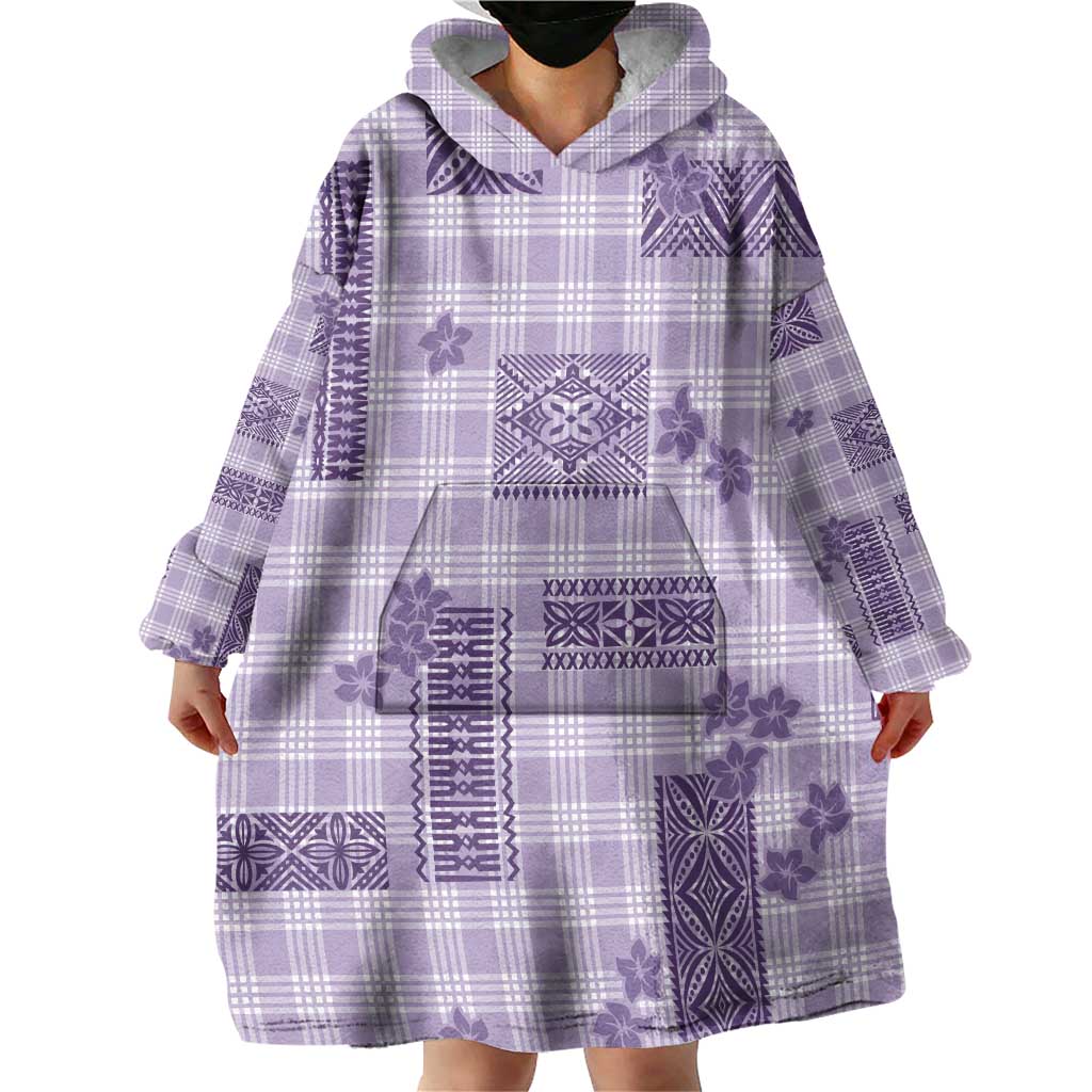 Hawaiian Quilt Tapa On Lilac Palaka Motifs Wearable Blanket Hoodie LT7 - Polynesian Pride