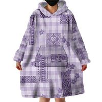 Hawaiian Quilt Tapa On Lilac Palaka Motifs Wearable Blanket Hoodie LT7 - Polynesian Pride