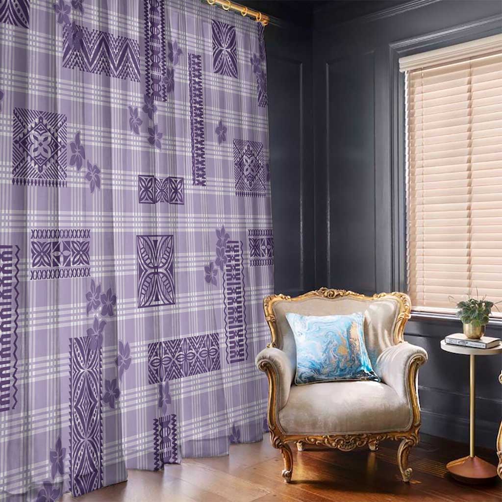 Hawaiian Quilt Tapa On Lilac Palaka Motifs Window Curtain