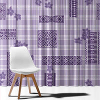 Hawaiian Quilt Tapa On Lilac Palaka Motifs Window Curtain