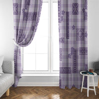 Hawaiian Quilt Tapa On Lilac Palaka Motifs Window Curtain