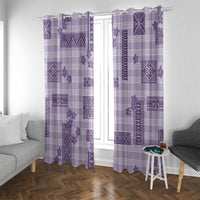 Hawaiian Quilt Tapa On Lilac Palaka Motifs Window Curtain
