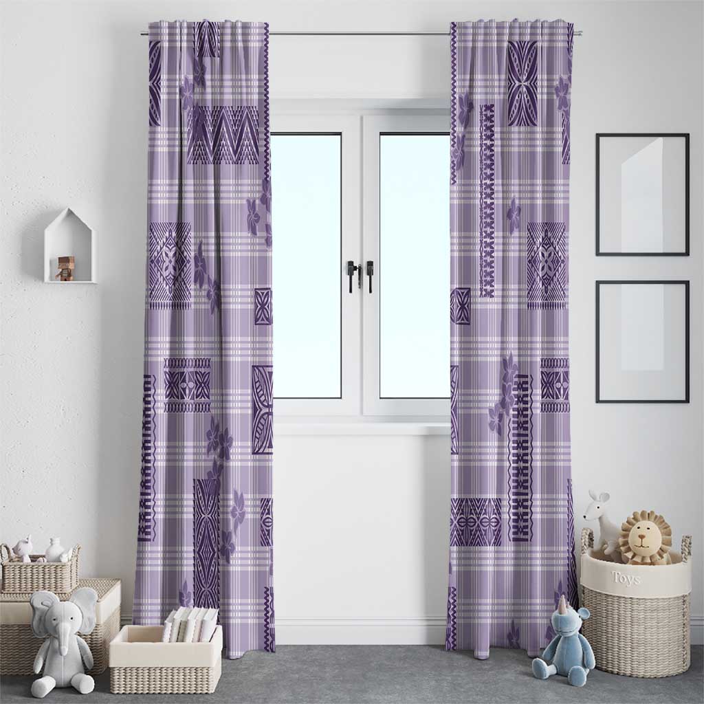 Hawaiian Quilt Tapa On Lilac Palaka Motifs Window Curtain