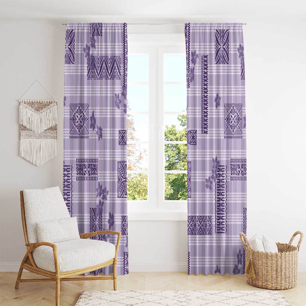 Hawaiian Quilt Tapa On Lilac Palaka Motifs Window Curtain