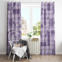 Hawaiian Quilt Tapa On Lilac Palaka Motifs Window Curtain