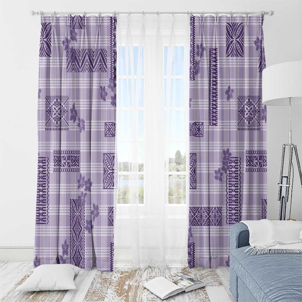 Hawaiian Quilt Tapa On Lilac Palaka Motifs Window Curtain