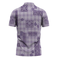 Hawaiian Quilt Tapa On Lilac Palaka Motifs Zipper Polo Shirt LT7 - Polynesian Pride
