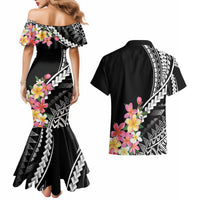 AAPI Heritage Month Couples Matching Mermaid Dress and Hawaiian Shirt Kanaka Hawaii Plumeria