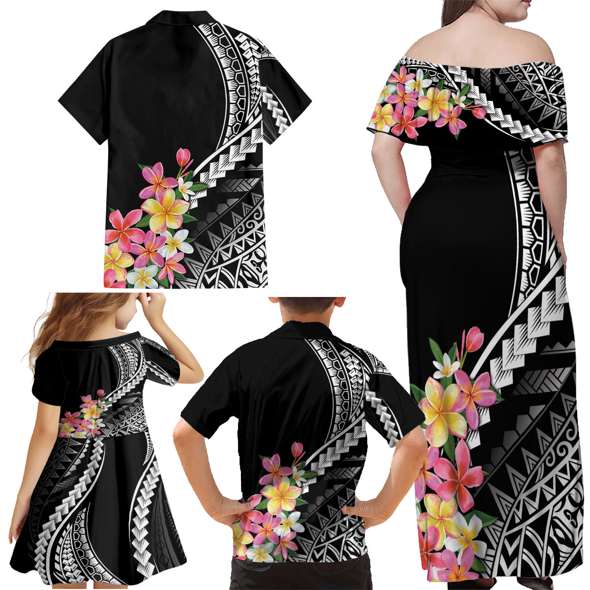 AAPI Heritage Month Family Matching Off Shoulder Maxi Dress and Hawaiian Shirt Kanaka Hawaii Plumeria LT7 - Polynesian Pride