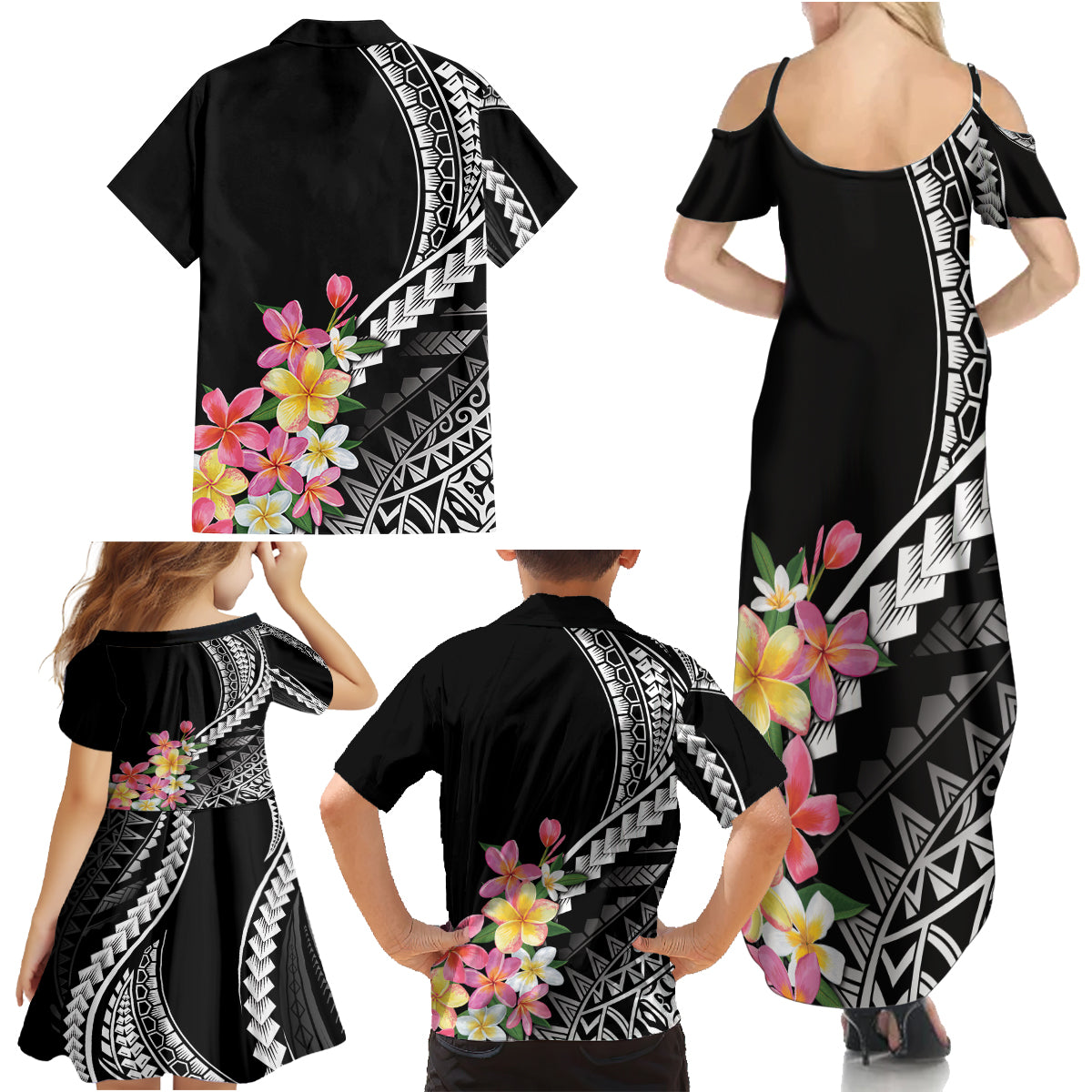 AAPI Heritage Month Family Matching Summer Maxi Dress and Hawaiian Shirt Kanaka Hawaii Plumeria LT7 - Polynesian Pride
