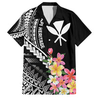 AAPI Heritage Month Family Matching Summer Maxi Dress and Hawaiian Shirt Kanaka Hawaii Plumeria LT7 Dad's Shirt - Short Sleeve Black - Polynesian Pride