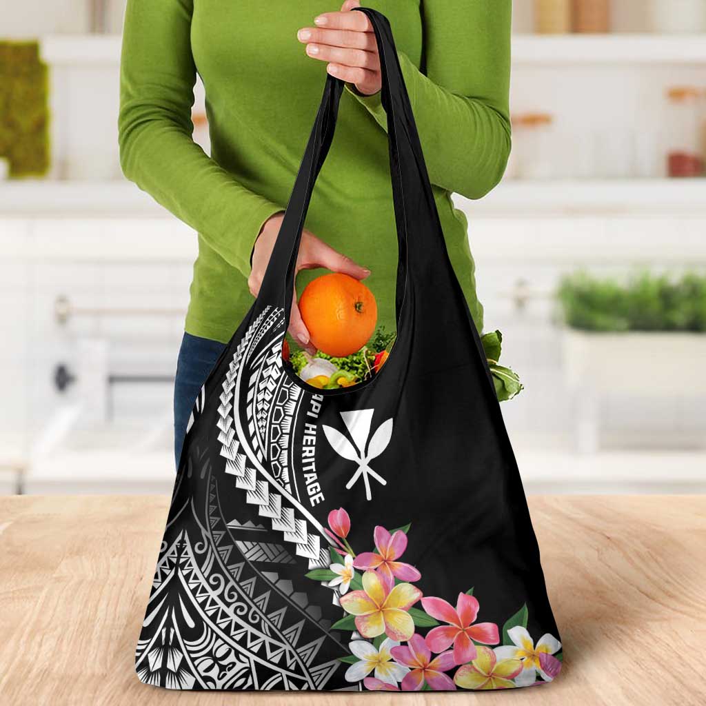 AAPI Heritage Month Grocery Bag Kanaka Hawaii Plumeria LT7 - Polynesian Pride