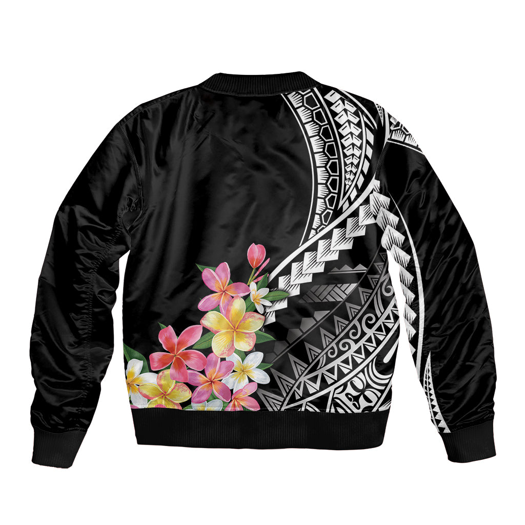 AAPI Heritage Month Sleeve Zip Bomber Jacket Kanaka Hawaii Plumeria