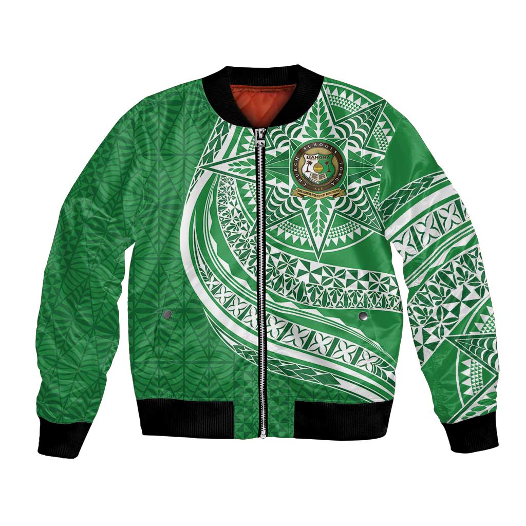 Tonga Liahona High School Personalized Bomber Jacket Ngatu Tokelaufeletoa Motifs