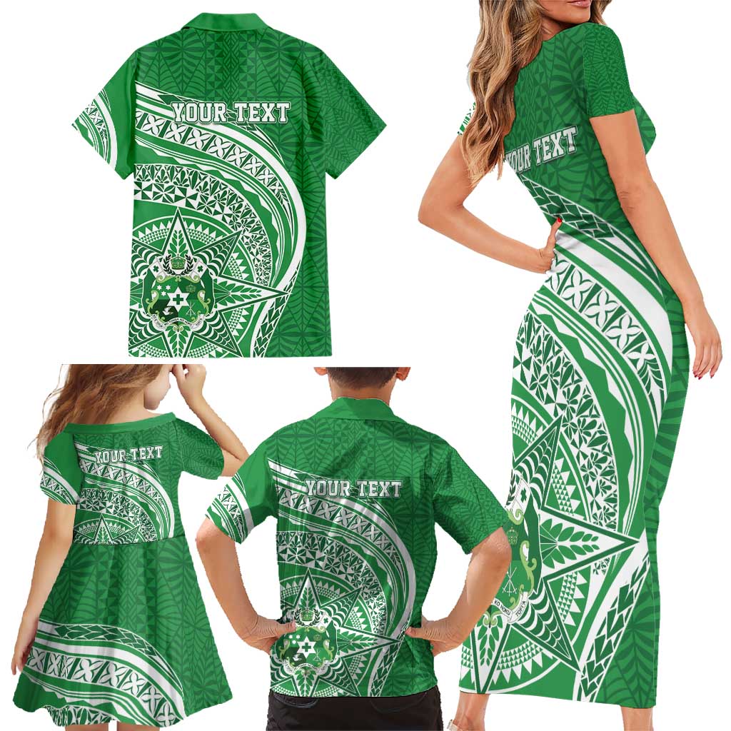 Tonga Liahona High School Personalized Family Matching Short Sleeve Bodycon Dress and Hawaiian Shirt Ngatu Tokelaufeletoa Motifs