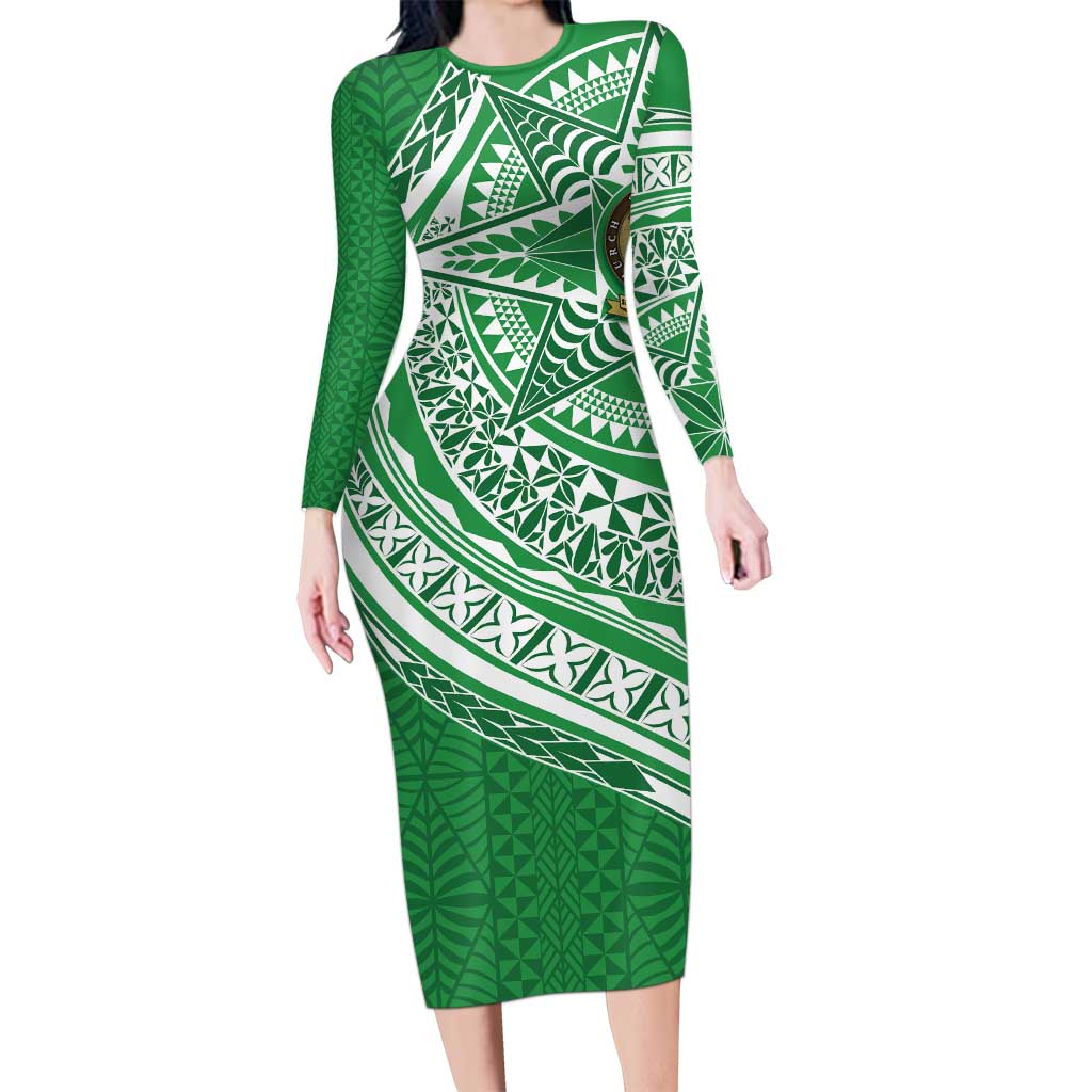 Tonga Liahona High School Personalized Long Sleeve Bodycon Dress Ngatu Tokelaufeletoa Motifs