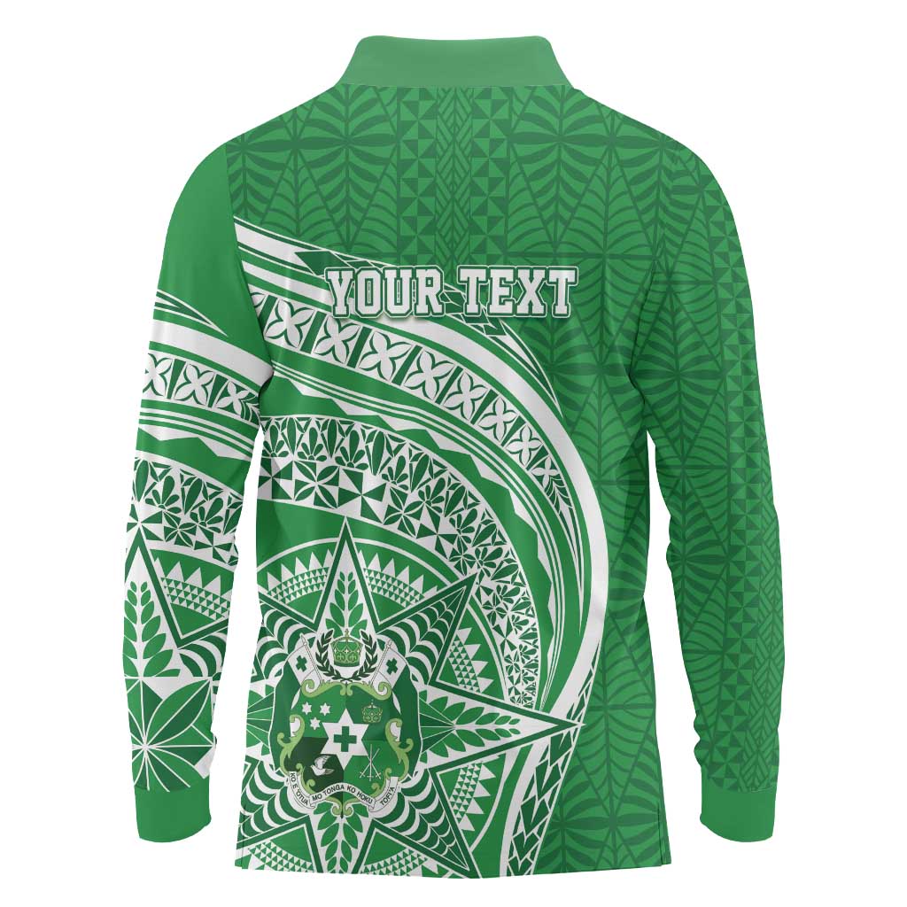 Tonga Liahona High School Personalized Long Sleeve Polo Shirt Ngatu Tokelaufeletoa Motifs