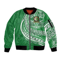Tonga Liahona High School Personalized Sleeve Zip Bomber Jacket Ngatu Tokelaufeletoa Motifs
