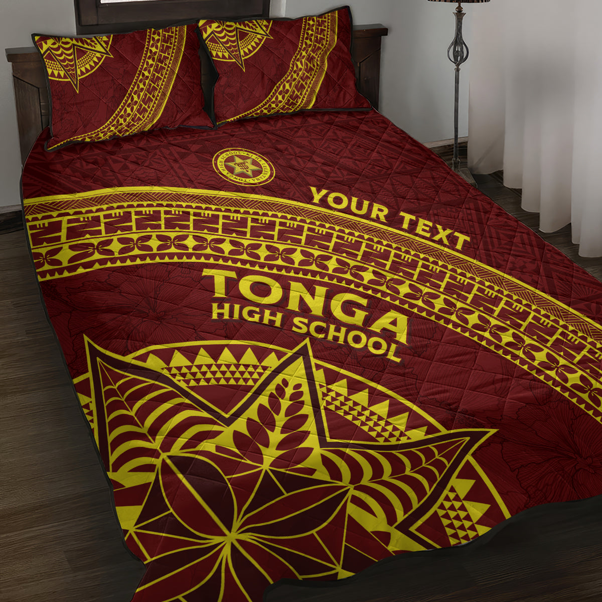 Tonga High School Quilt Bed Set THS Anniversary Ngatu Motif