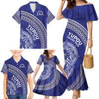 Tupou College Toloa Family Matching Mermaid Dress and Hawaiian Shirt Ngatu Tapa Mix Style