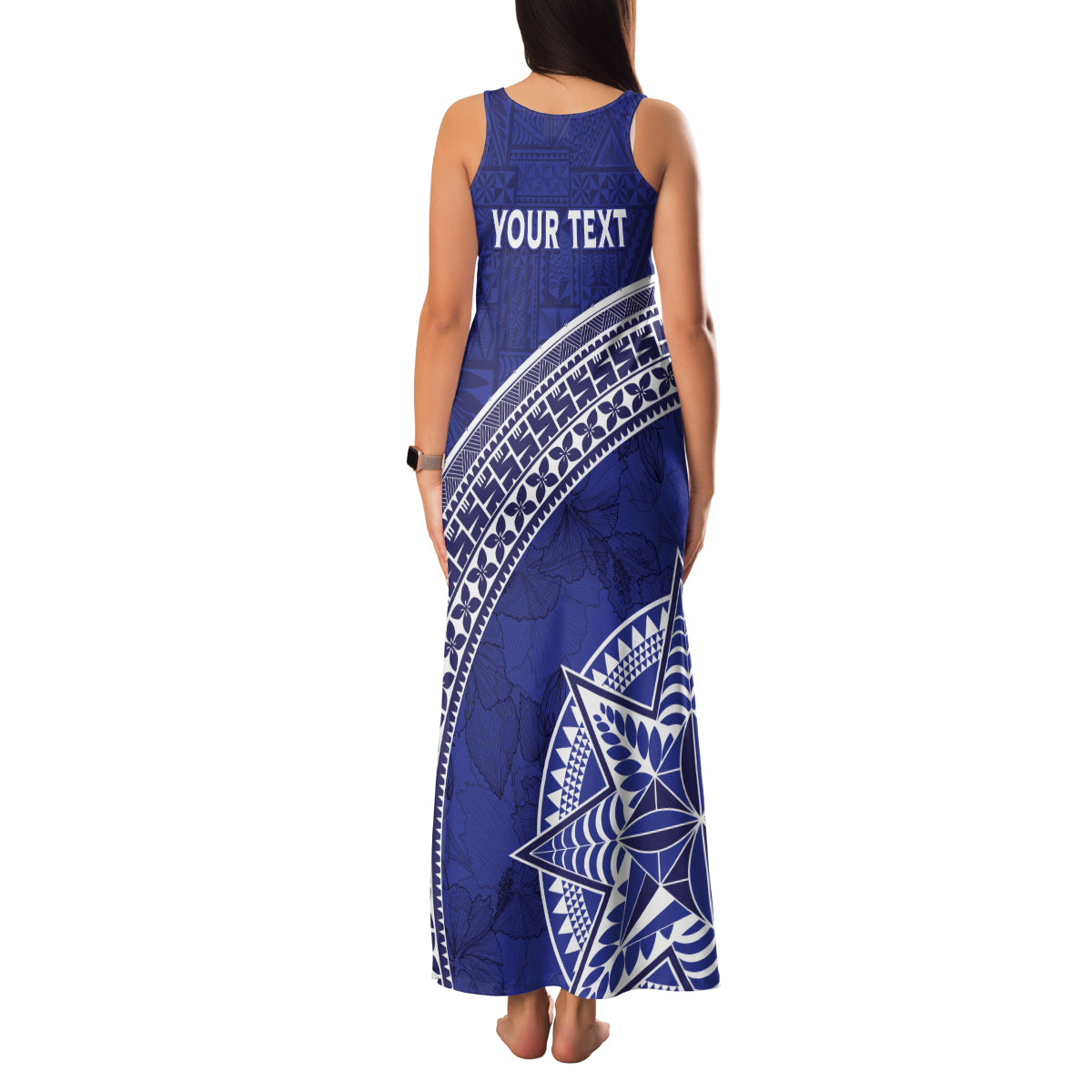 Tupou College Toloa Family Matching Tank Maxi Dress and Hawaiian Shirt Ngatu Tapa Mix Style