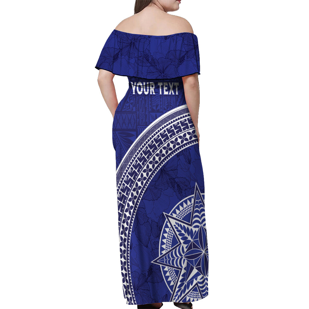 Tupou College Toloa Off Shoulder Maxi Dress Ngatu Tapa Mix Style