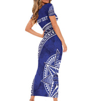 Tupou College Toloa Short Sleeve Bodycon Dress Ngatu Tapa Mix Style