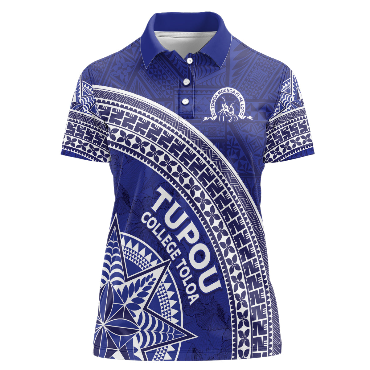 Tupou College Toloa Women Polo Shirt Ngatu Tapa Mix Style