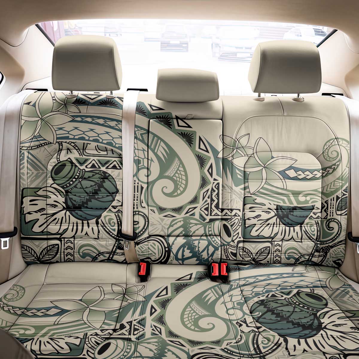 Aloha Hawaii Tapa Back Car Seat Cover Summer Green Hawaiian Ipu - Polynesian Pride
