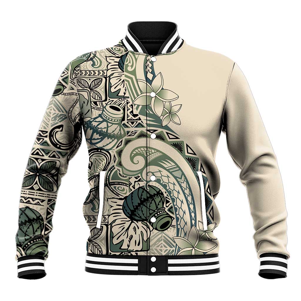 Aloha Hawaii Tapa Baseball Jacket Summer Green Hawaiian Ipu - Polynesian Pride