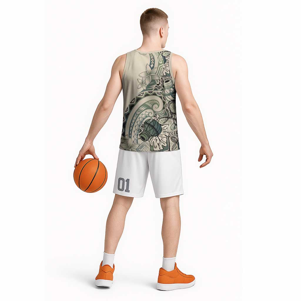 Aloha Hawaii Tapa Basketball Jersey Summer Green Hawaiian Ipu - Polynesian Pride