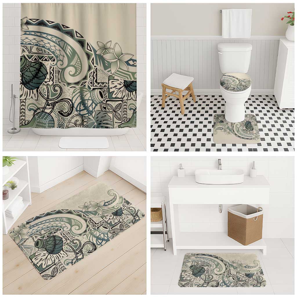 Aloha Hawaii Tapa Bathroom Set Summer Green Hawaiian Ipu - Polynesian Pride