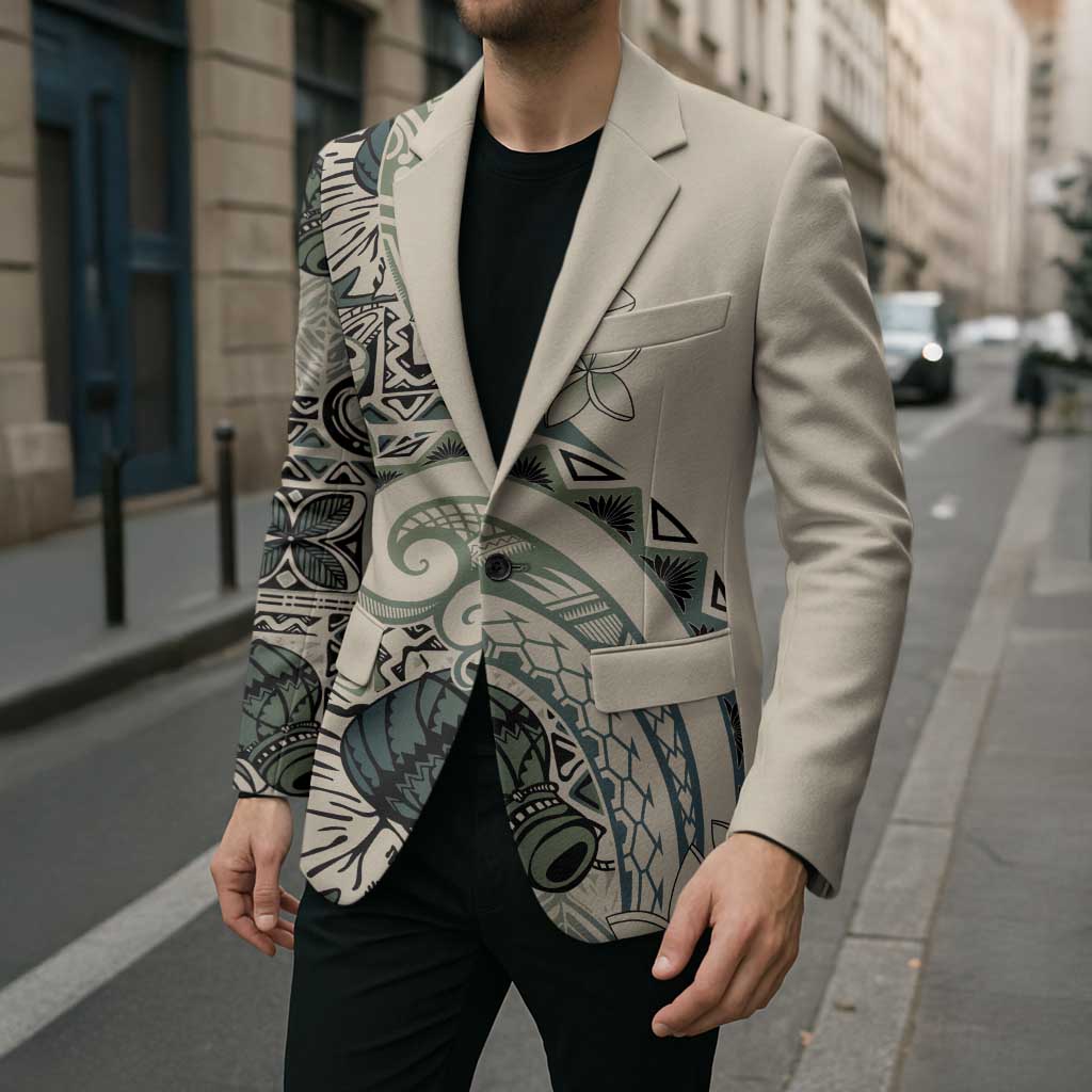 Aloha Hawaii Tapa Blazer Summer Green Hawaiian Ipu - Polynesian Pride