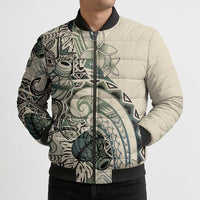 Aloha Hawaii Tapa Bomber Puffer Jacket Summer Green Hawaiian Ipu - Polynesian Pride