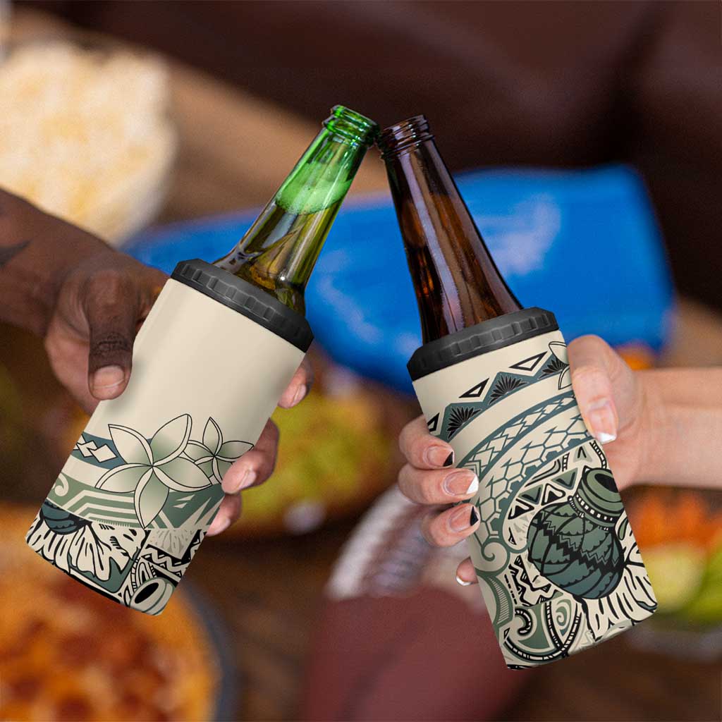 Aloha Hawaii Tapa 4 in 1 Can Cooler Tumbler Summer Green Hawaiian Ipu - Polynesian Pride