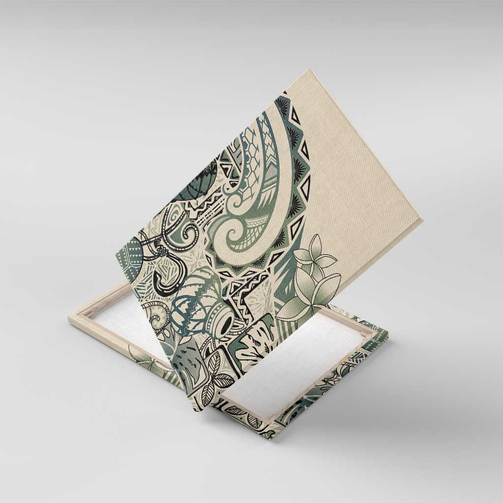 Aloha Hawaii Tapa Canvas Wall Art Summer Green Hawaiian Ipu LT7 With Frame Emerald - Polynesian Pride