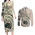 Aloha Hawaii Tapa Couples Matching Long Sleeve Bodycon Dress and Long Sleeve Button Shirt Summer Green Hawaiian Ipu - Polynesian Pride